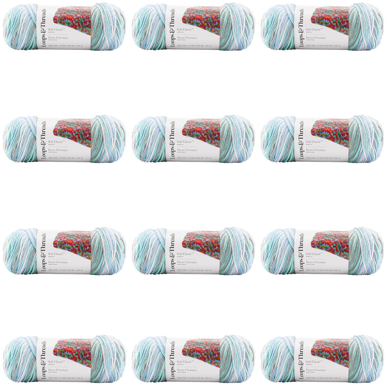 12 Pack: Soft Classic™ Multi Ombre Yarn by Loops & Threads®